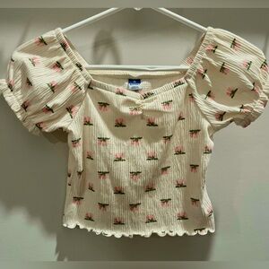 Old Navy Girls Cream Floral Top